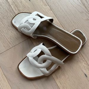 Auth HERMES Omaha Sandals white sz 37